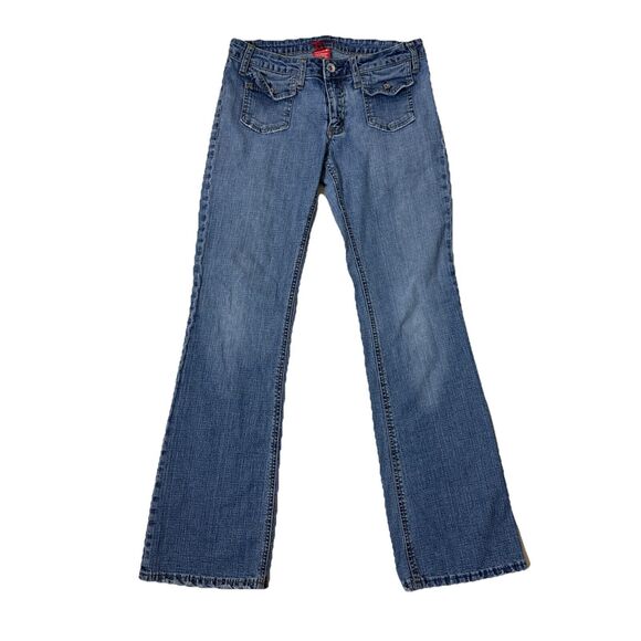 Johnnie M. Pants - Vintage Y2K Johnnie M. Bootcut Flare Women's Jr Sz 7 Low Rise Blue Denim Jeans